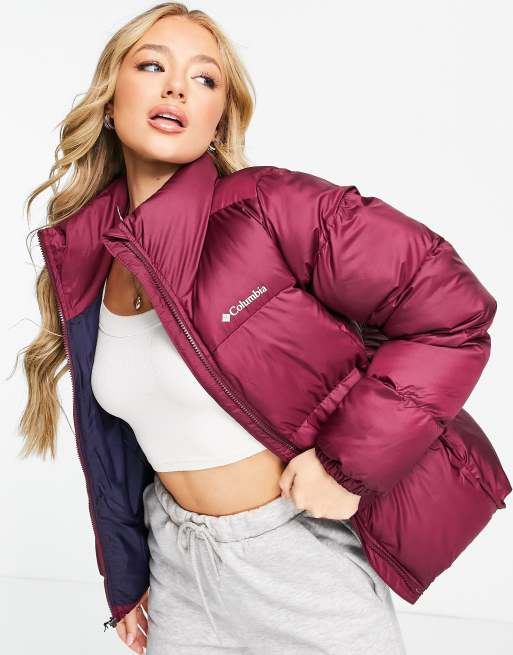 Columbia Puffect jacket in burgundy Exclusive at ASOS | ASOS