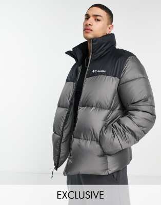 Columbia Puffect jacket in gray/black Exclusive at ASOS-Grey