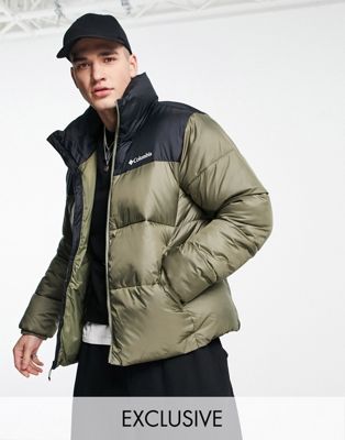 Columbia Puffect jacket in green/black Exclusive at ASOS  - ASOS Price Checker