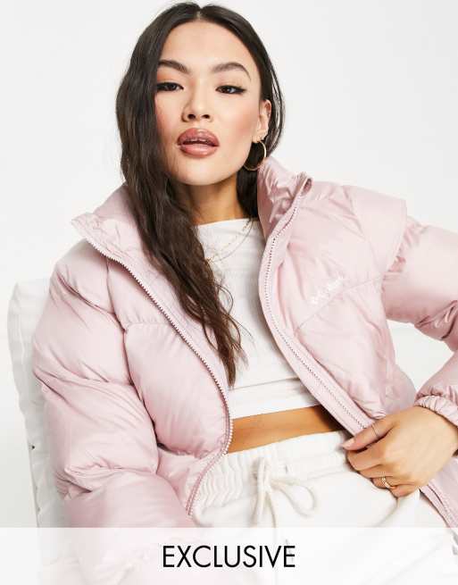 ASOS DESIGN quilted puffer jacket in baby pink