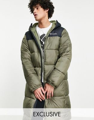 Columbia Puffect parka coat in green/black Exclusive at ASOS