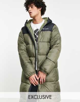 Columbia Puffect parka coat in green/black Exclusive at ASOS  - ASOS Price Checker