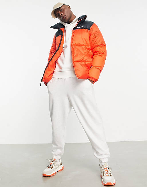 Columbia Puffect puffer jacket in black and orange Exclusive at ASOS | ASOS