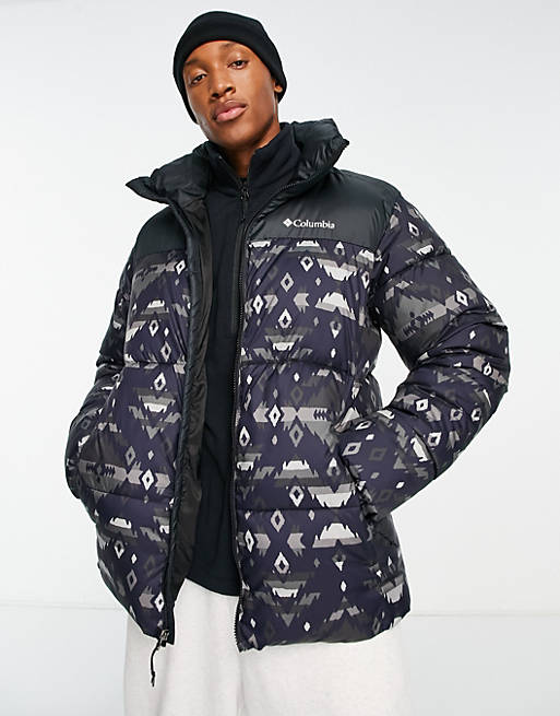Columbia Puffect puffer jacket in black rocky mountain print Exclusive at  ASOS | ASOS