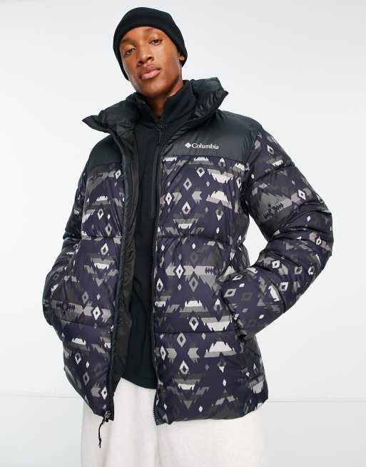 Columbia Puffect puffer jacket in ASOS rocky black | print ASOS at Exclusive mountain