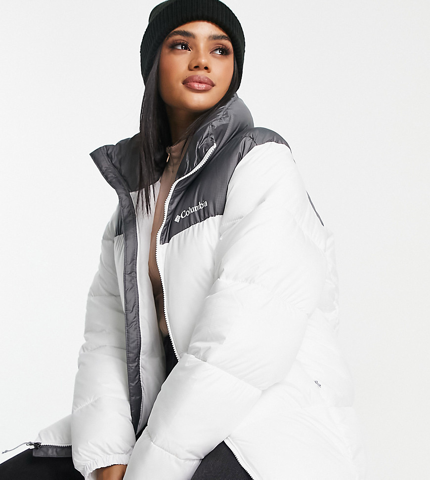 Columbia Puffect puffer jacket in gray and white Exclusive at ASOS