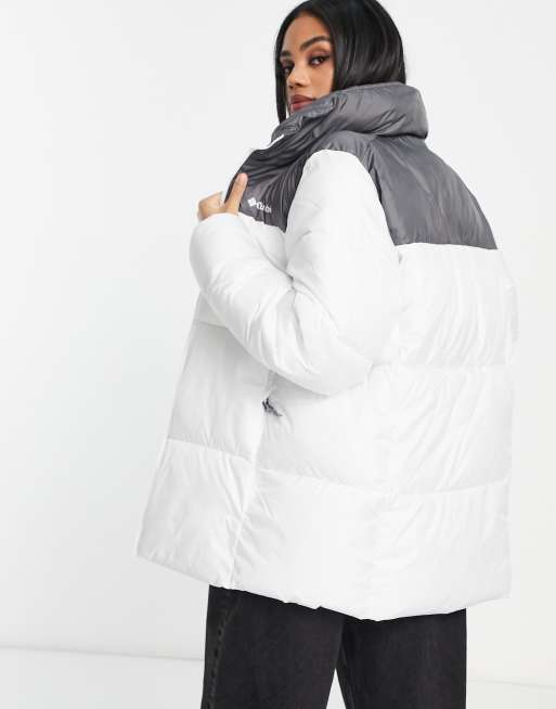 Columbia Puffect sherpa unisex puffer jacket in black Exclusive at ASOS