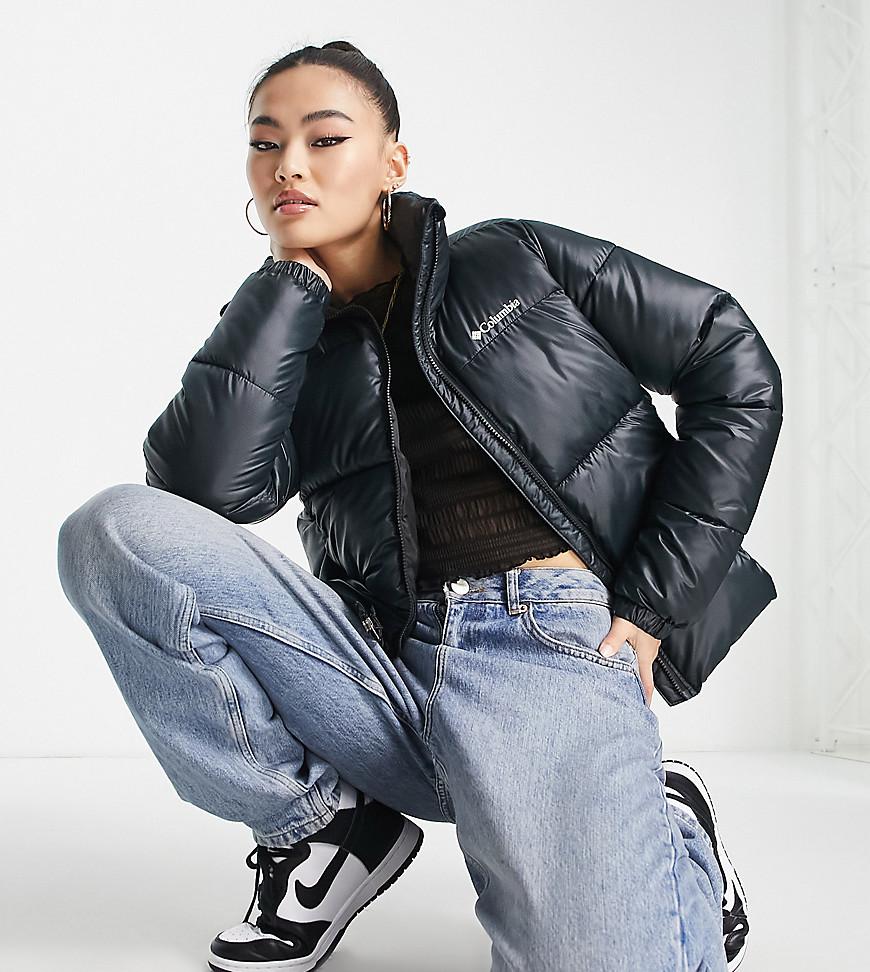 Columbia Puffect puffer jacket in shiny black Exclusive at ASOS