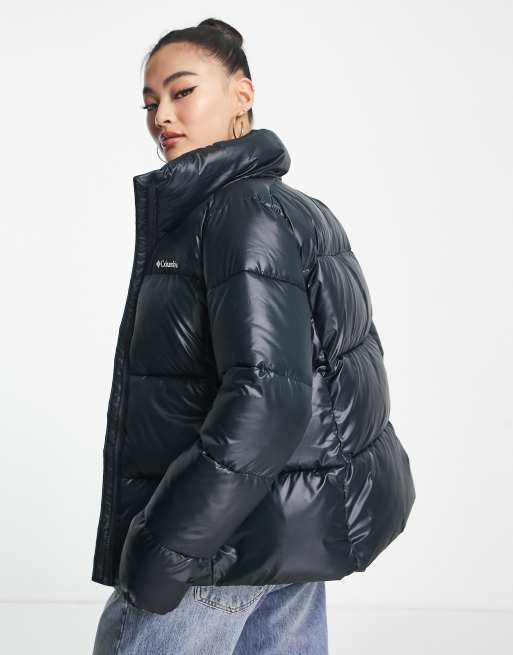 Columbia Puffect puffer jacket in shiny black Exclusive at ASOS