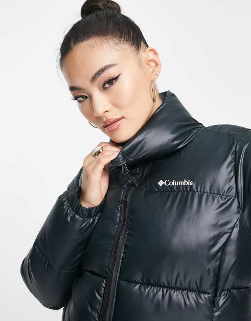 Columbia Puffect cropped puffer jacket in shiny black Exclusive at