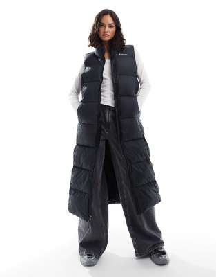 Puffect puffer long vest in black