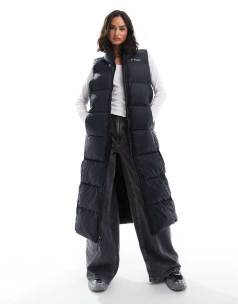 Columbia Puffect puffer long vest in black - view 1