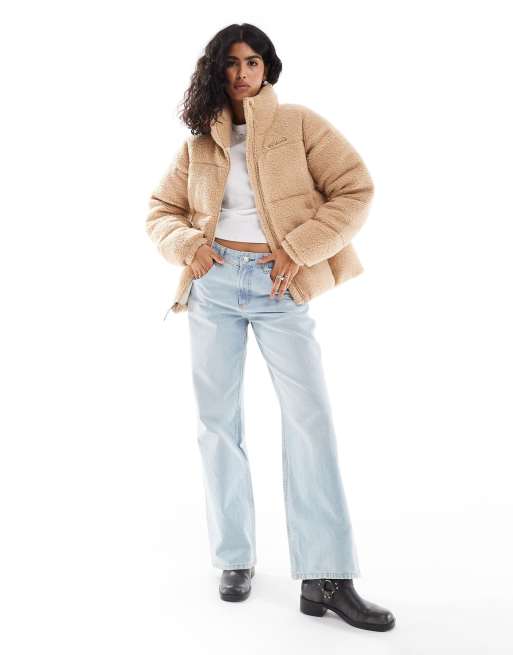 Columbia Puffect puffer sherpa jacket in canoe brown, 2 of 4