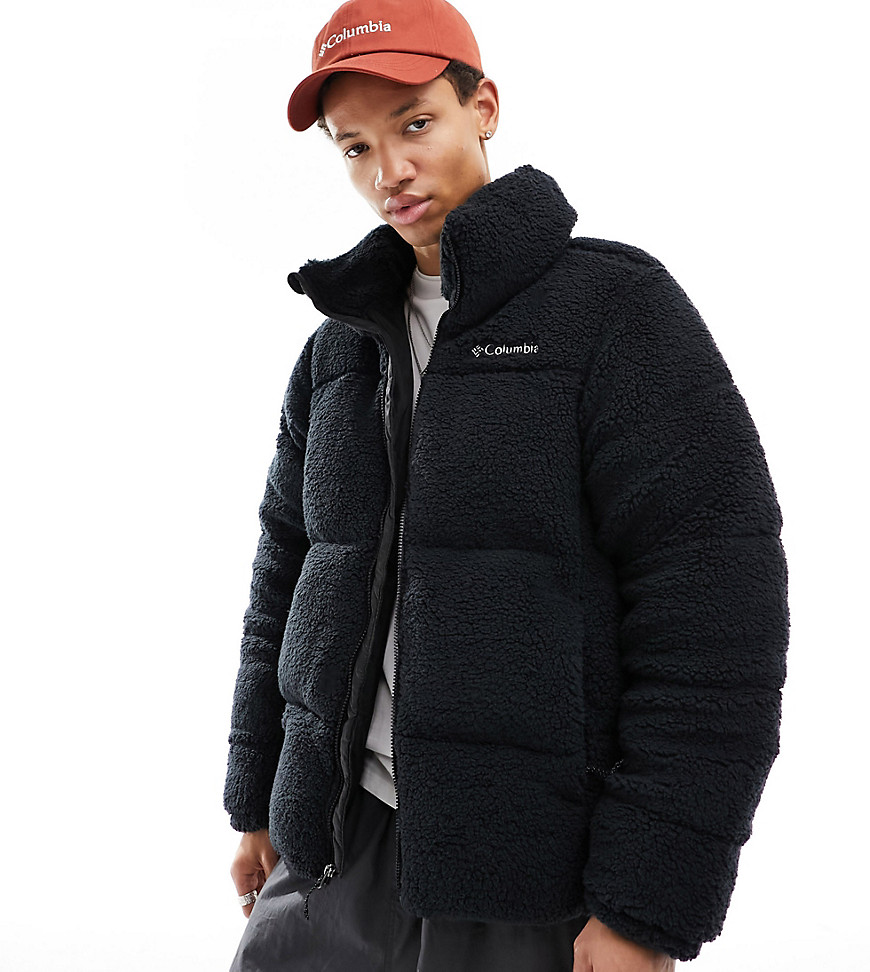 Columbia Puffect sherpa puffer jacket in black Exclusive at ASOS