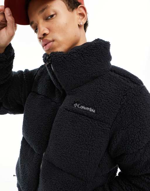 Columbia Powder Lite puffer jacket in charcoal and black Exclusive at ASOS