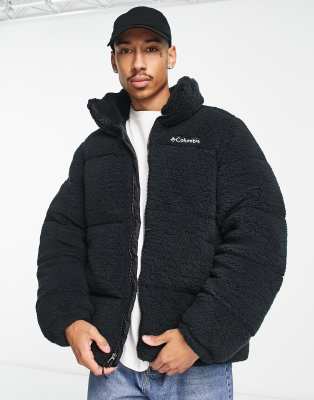 Columbia Columbia Puffect sherpa puffer jacket in black Exclusive at ASOS
