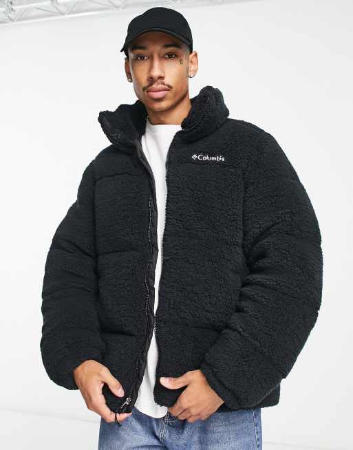 Columbia Puffect sherpa unisex puffer jacket in black Exclusive at ASOS