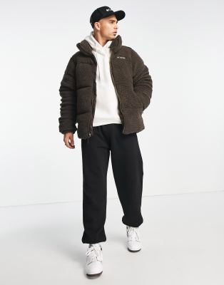Columbia Columbia Puffect sherpa puffer jacket in brown Exclusive at ASOS