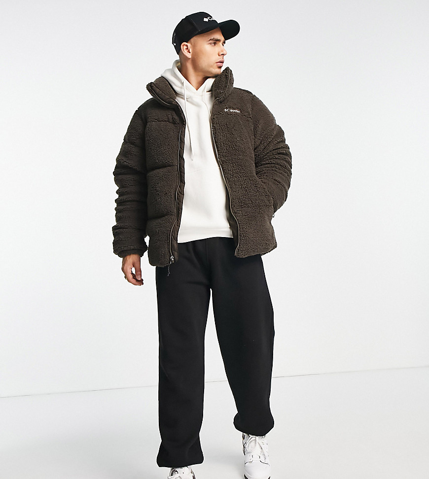 Columbia Puffect sherpa puffer jacket in brown Exclusive at ASOS