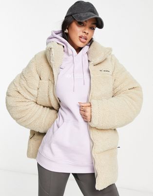 Columbia Puffect sherpa puffer jacket in stone Exclusive at ASOS