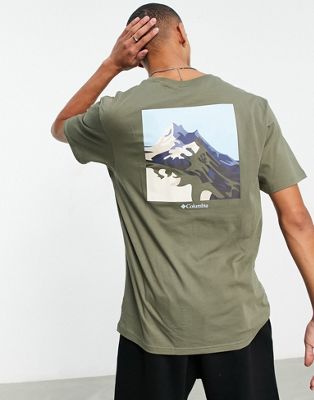 Columbia Range back print t-shirt in khaki Exclusive at ASOS