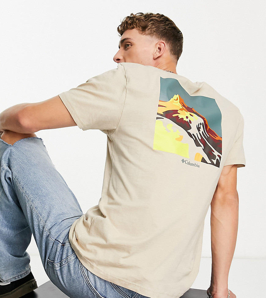Columbia Range back print T-shirt in stone Exclusive to ASOS-Neutral
