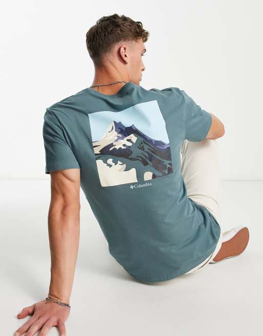 Columbia – Range – T-Shirt in Blaugrün mit Rückenprint, exklusiv bei ASOS