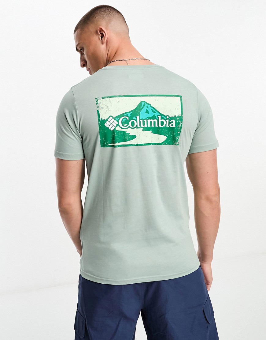Columbia Rapid Ridge back graphic t-shirt in green exclusive to ASOS