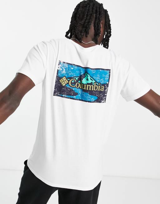 Columbia – Rapid Ridge – Biały T-shirt z grafiką na plecach