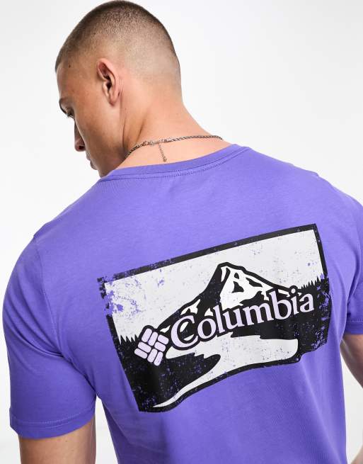 Columbia – Rapid Ridge – Fioletowy T-shirt z graficznym nadrukiem na plecach – tylko w ASOS