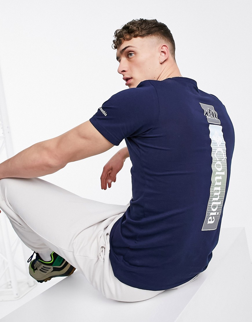 Columbia – Rapid Ridge – Marinblå t-shirt med tryck baktill