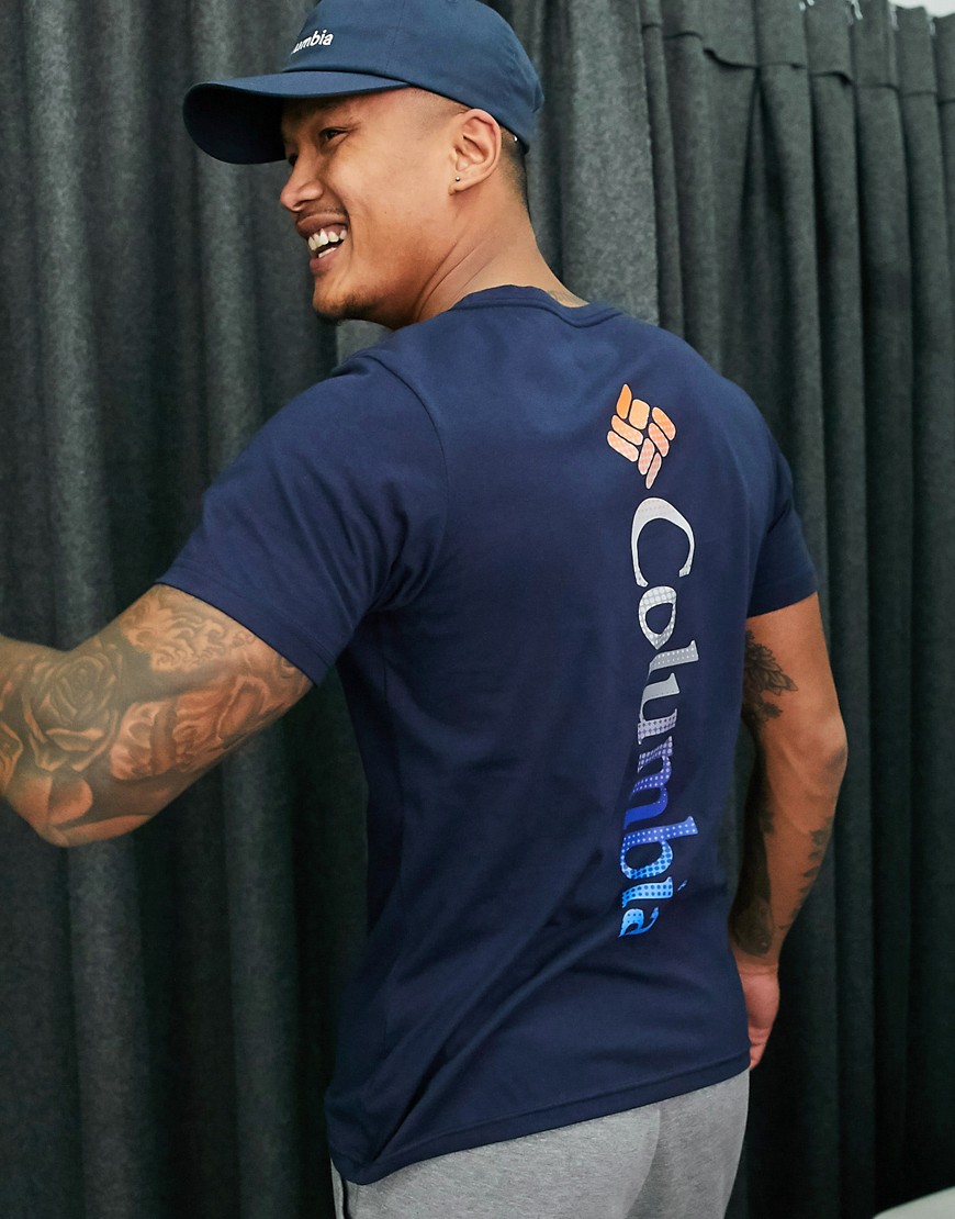 Columbia - Rapid Ridge - T-shirt met grafische print op de rug in marineblauw