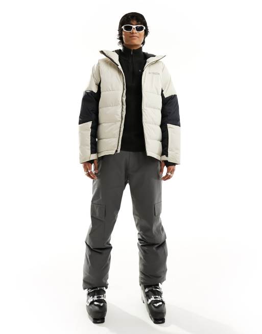 Columbia Roaring Fork down ski jacket in stone ASOS