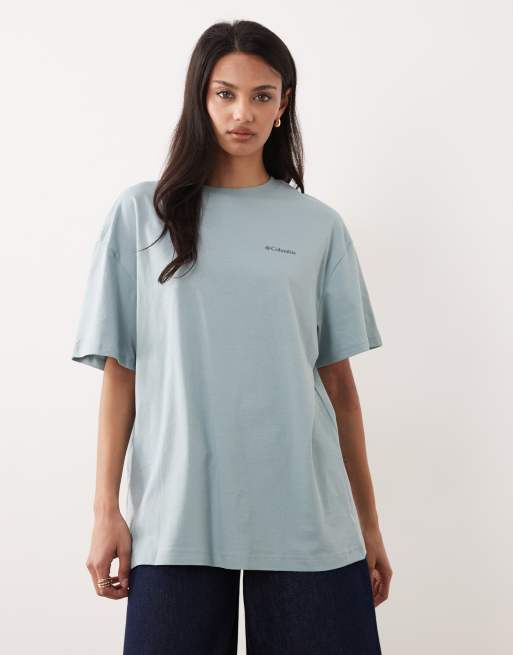 Columbia Rolling Bend graphic oversized t-shirt in blue, 2 of 4