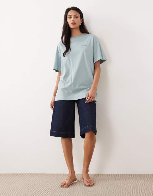 Columbia Rolling Bend graphic oversized t-shirt in blue, 3 of 4