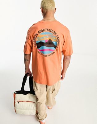 Columbia Rollingwood Park backprint t-shirt in orange exclusive to ASOS