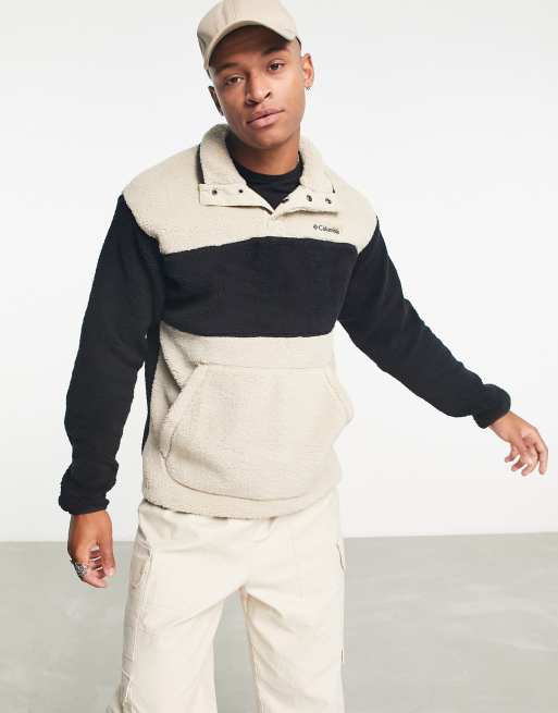 Columbia - Rugged Ridge - Beige/sort sherpa-fleece med halv knapstolpe med trykknapper