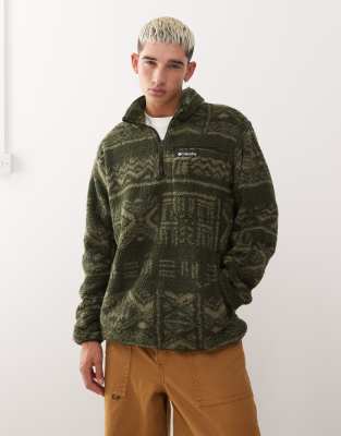 Rugged Ridge - Fleece-Sweatshirt aus hochflorigem Fleece in Grün mit kurzem Reißverschluss Grün S