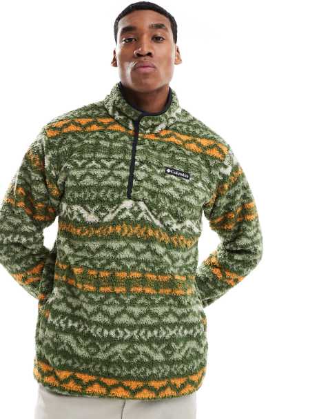 Columbia – Rugged Ridge – Fleece-Sweatshirt in Grün mit kurzer Druckknopfleiste - view 1