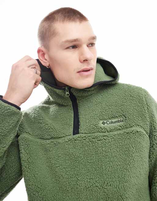 Columbia Rugged Ridge III sherpa hoodie in green ASOS