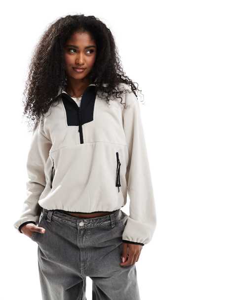 Columbia – Sequoia Grove – Fleece-Sweatshirt in Beige und Schwarz mit kurzem Reißverschluss - view 1