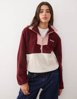 Columbia - Sequoia Grove - Fleece-Sweatshirt in Burgunderrot mit kurzem Reißverschluss