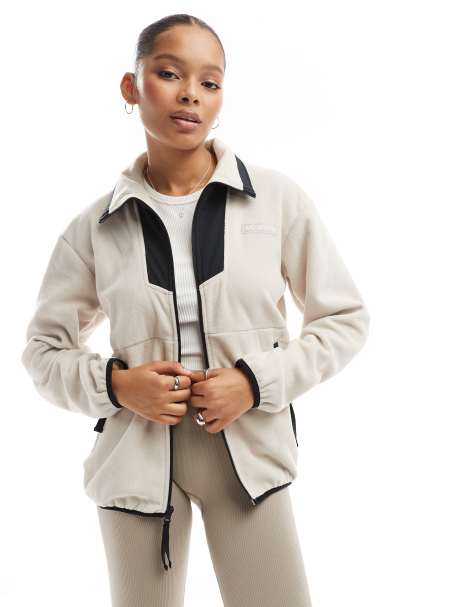 Columbia – Sequoia Grove – Fleecejacke in dunklem Steinbeige und Schwarz mit durchgehendem Reißverschluss - view 1