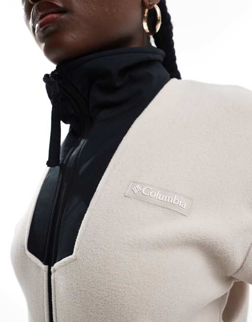 Columbia sequoia grove full zip fleece in dark stone, black | ASOS
