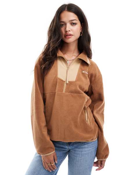 Columbia Sequoia Grove half zip sweat fleece in camel brown and canoe - view 1