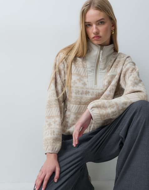 Columbia Sequoia Grove II printed half zip fleece in beige multi - view 1