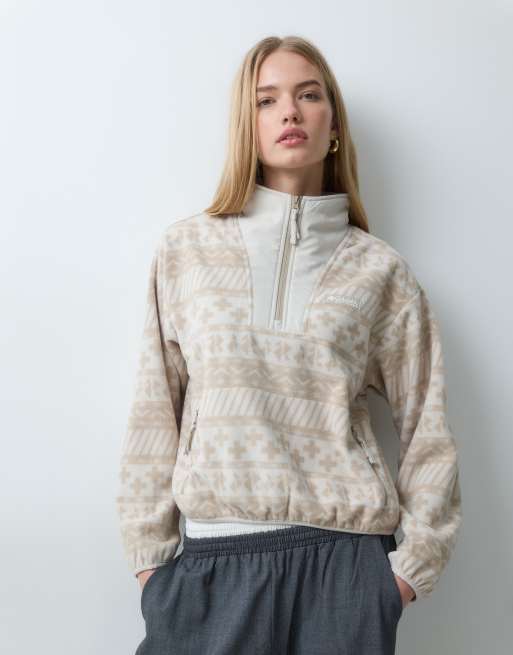 Columbia Sequoia Grove II printed half zip fleece in beige multi, 2 of 5