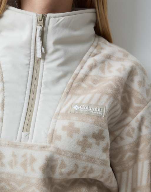 Columbia Sequoia Grove II printed half zip fleece in beige multi, 4 of 5
