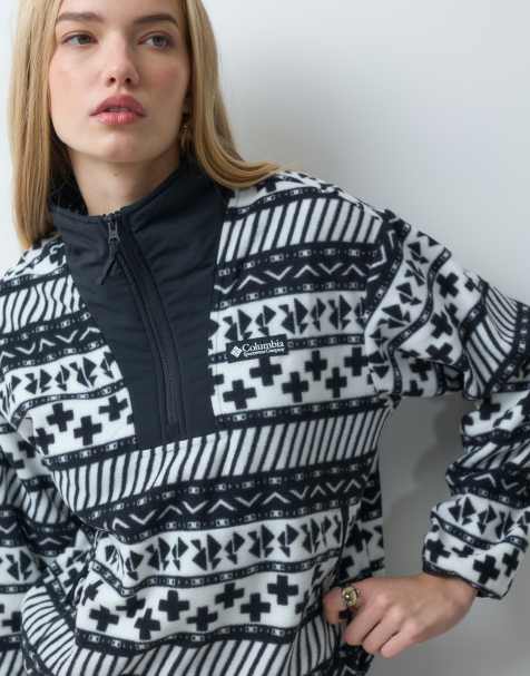 Columbia Sequoia Grove II printed half zip fleece in black multi - view 1
