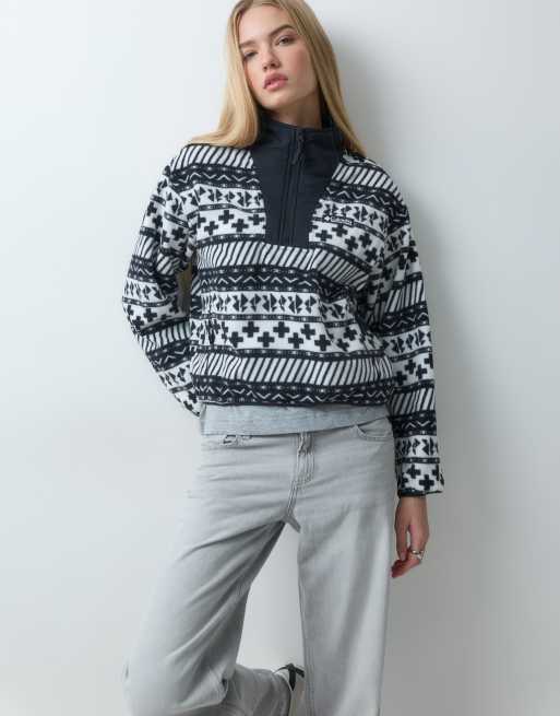 Columbia Sequoia Grove II printed half zip fleece in black multi, 2 of 9